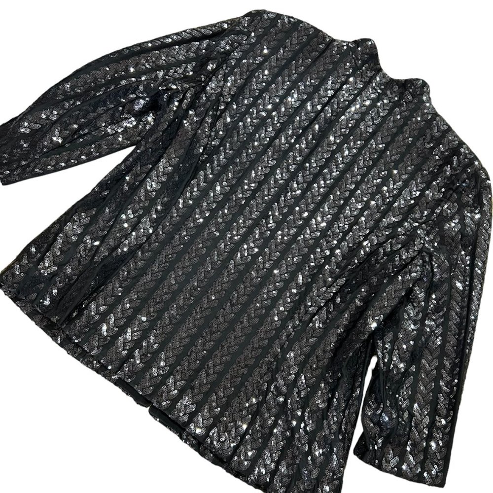 Alex Evenings Black Sequin Jackets Size Xl Petite - image 5